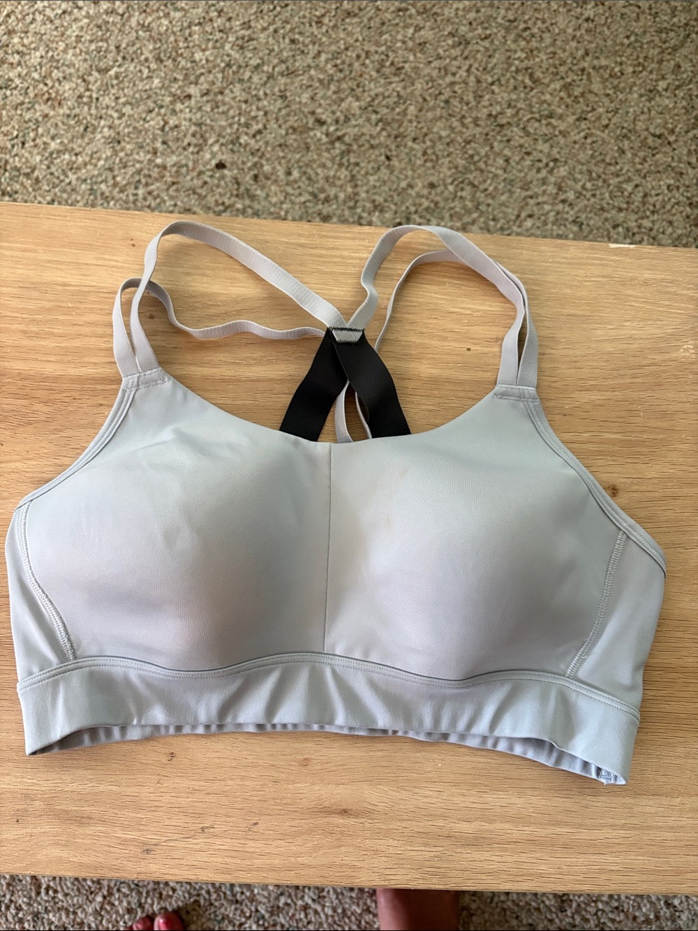 Under Armour Light Gray/Black Strappy High-Support Sports Bra